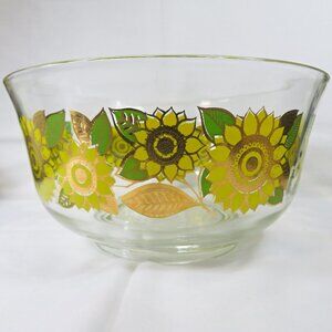 Vintage GEORGES BRIARD Large 10.5" Sunflower Serving Bowl Vibrant Golds & Greens